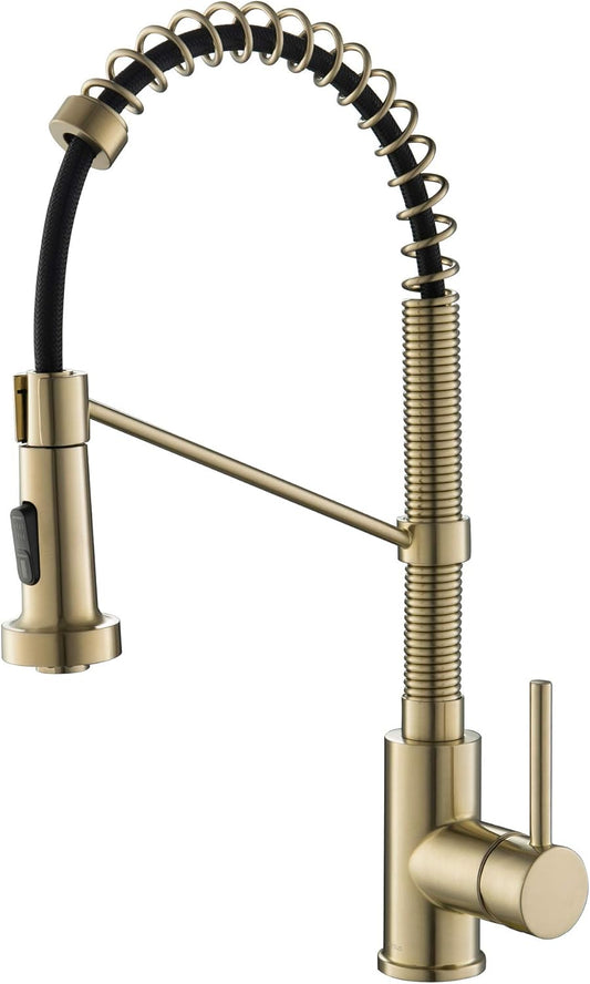 KPF-1610BG Bolden 18-Inch Commercial Kitchen Faucet with Dual Function Pull-Down Sprayhead in All-Brite Finish, 18 Inches, Brushed Gold