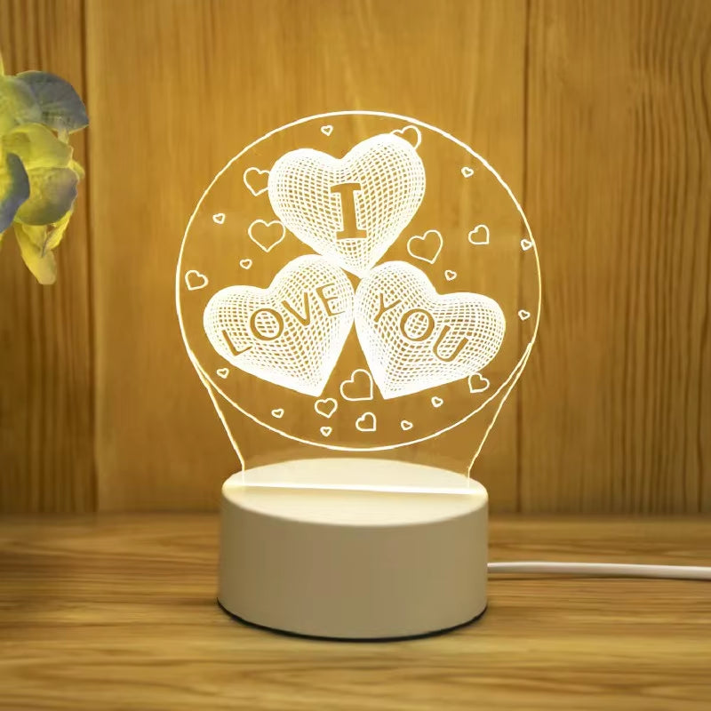 Romantic Love 3D Acrylic Led Lamp for Home Children'S Night Light Table Lamp Birthday Party Decor Valentine'S Day Bedsid