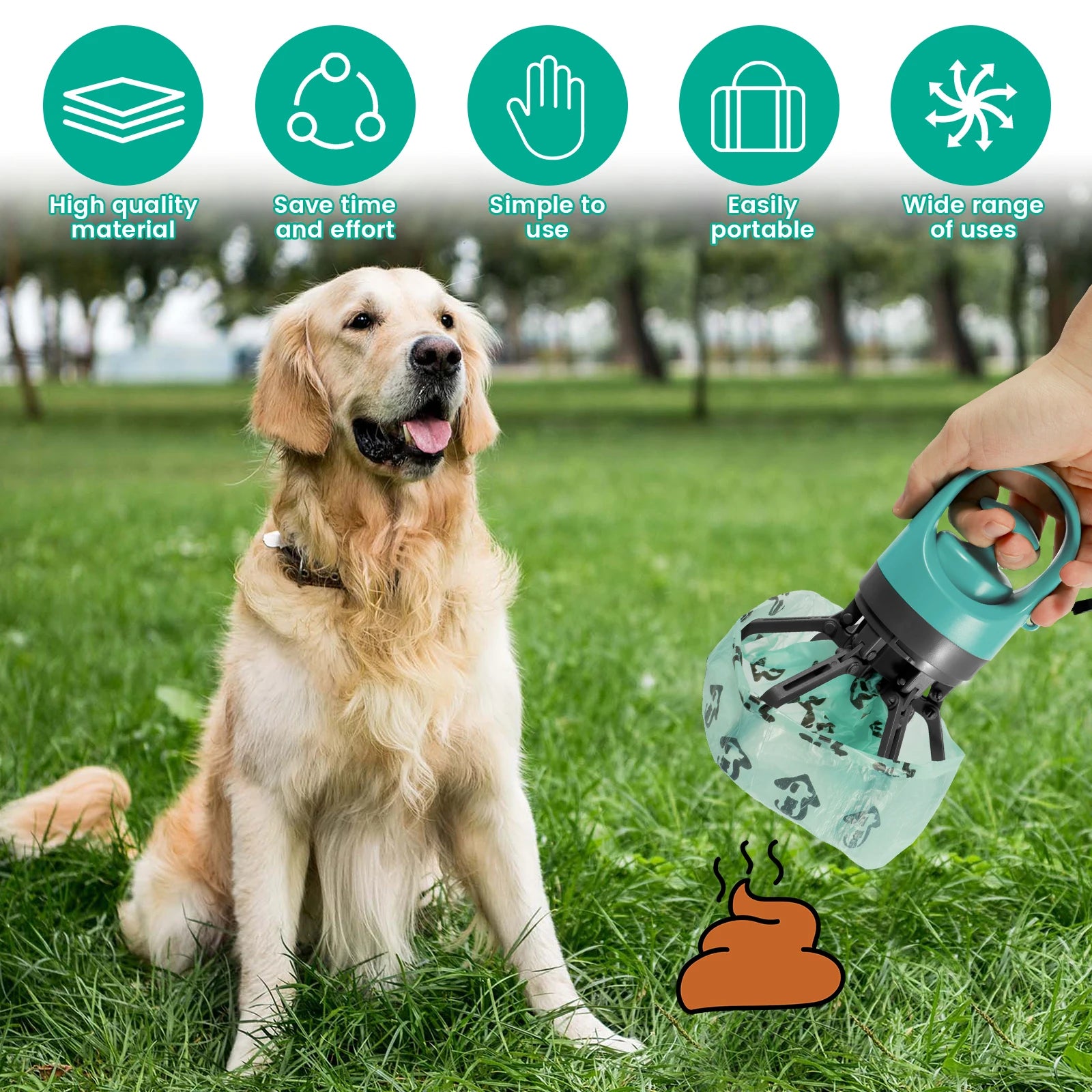 Pet Toilet Portable Outdoor Garbage Bag, Dog Toilet Six Claw Shovel Fecal Dispenser