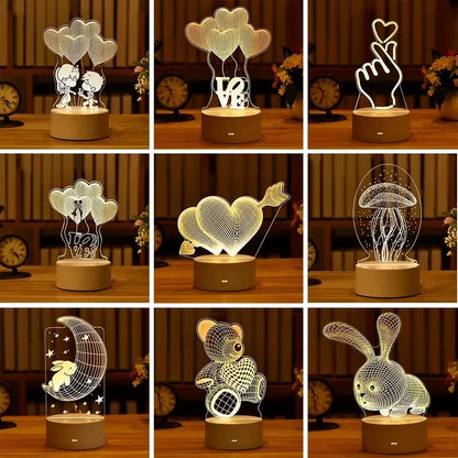 Romantic Love 3D Acrylic Led Lamp for Home Children'S Night Light Table Lamp Birthday Party Decor Valentine'S Day Bedsid