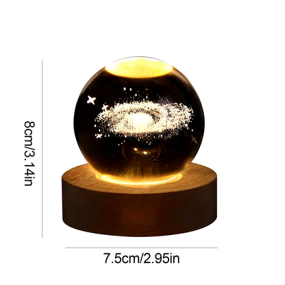 Crystal Ball Night Light 3D Moon Solar System Table Lamp LED Crystal Ball Children Friends Party Birthday Gifts Room Decor